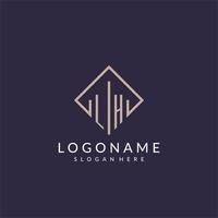 LH initial monogram logo with rectangle style design vector