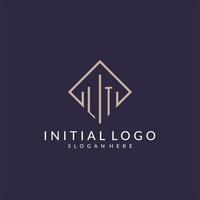 LT initial monogram logo with rectangle style design vector