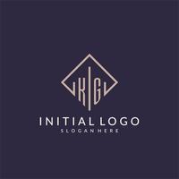 KG initial monogram logo with rectangle style design vector