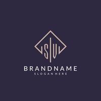 SV initial monogram logo with rectangle style design vector