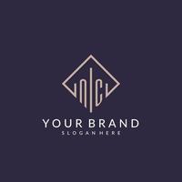 NC initial monogram logo with rectangle style design vector