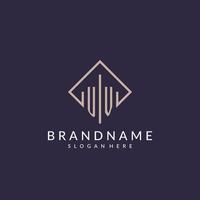 UV initial monogram logo with rectangle style design vector