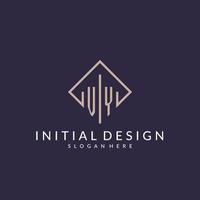 VY initial monogram logo with rectangle style design vector