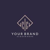 CC initial monogram logo with rectangle style design vector