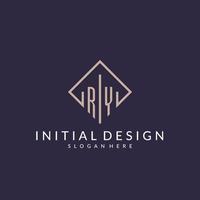 RY initial monogram logo with rectangle style design vector