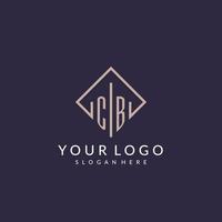 CB initial monogram logo with rectangle style design vector