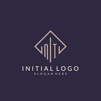 NT initial monogram logo with rectangle style design vector