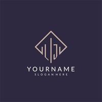 LJ initial monogram logo with rectangle style design vector