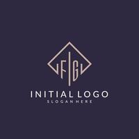 FG initial monogram logo with rectangle style design vector