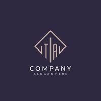 TA initial monogram logo with rectangle style design vector