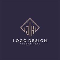 JK initial monogram logo with rectangle style design vector