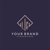 LC initial monogram logo with rectangle style design vector