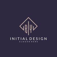 BY initial monogram logo with rectangle style design vector