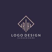 RX initial monogram logo with rectangle style design vector