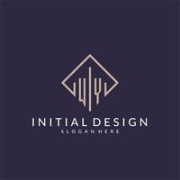 WY initial monogram logo with rectangle style design vector