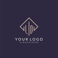 LO initial monogram logo with rectangle style design vector