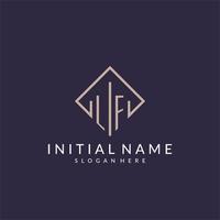 LF initial monogram logo with rectangle style design vector