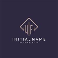 WF initial monogram logo with rectangle style design vector