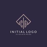 CG initial monogram logo with rectangle style design vector