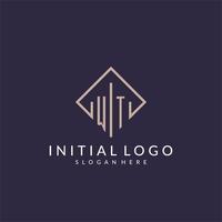 WT initial monogram logo with rectangle style design vector