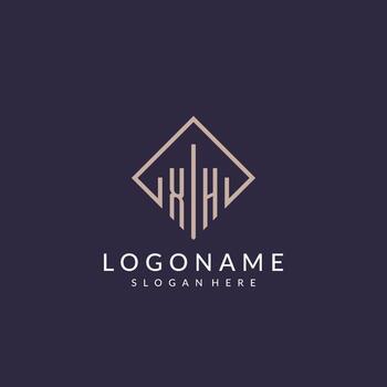 XH initial monogram logo with rectangle style design vector