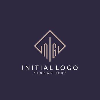 NG initial monogram logo with rectangle style design vector