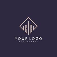 GB initial monogram logo with rectangle style design vector