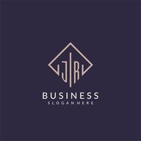 JR initial monogram logo with rectangle style design vector