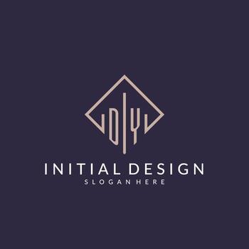 DY initial monogram logo with rectangle style design vector