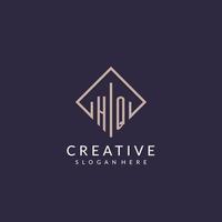 HQ initial monogram logo with rectangle style design vector