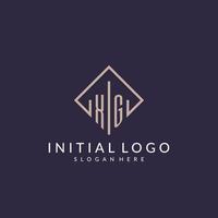 XG initial monogram logo with rectangle style design vector
