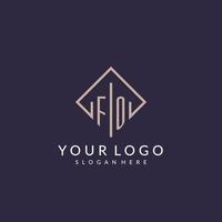 FO initial monogram logo with rectangle style design vector