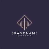 WV initial monogram logo with rectangle style design vector