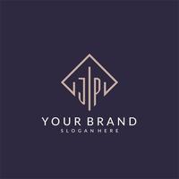 JP initial monogram logo with rectangle style design vector