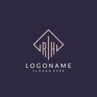 RH initial monogram logo with rectangle style design vector