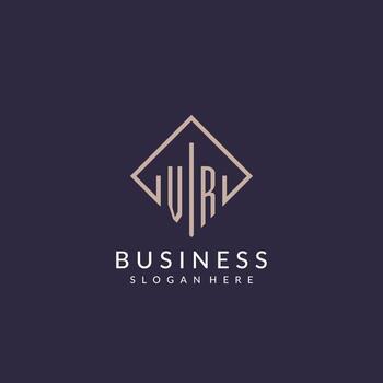 VR initial monogram logo with rectangle style design vector