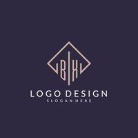 BX initial monogram logo with rectangle style design vector