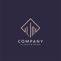 LN initial monogram logo with rectangle style design vector