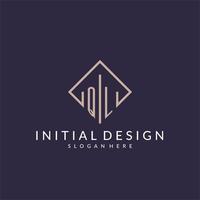 QL initial monogram logo with rectangle style design vector