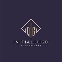 QG initial monogram logo with rectangle style design vector