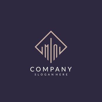 MN initial monogram logo with rectangle style design vector