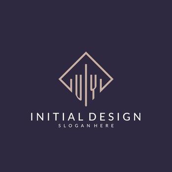 UY initial monogram logo with rectangle style design vector