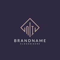 NI initial monogram logo with rectangle style design vector