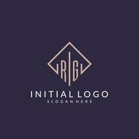 RG initial monogram logo with rectangle style design vector