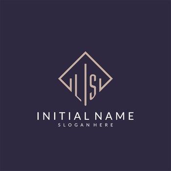 LS initial monogram logo with rectangle style design vector