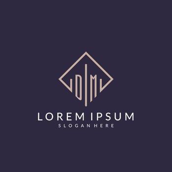 DM initial monogram logo with rectangle style design vector