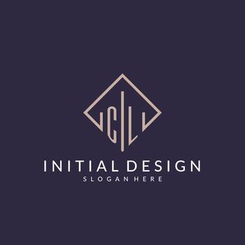 CL initial monogram logo with rectangle style design vector