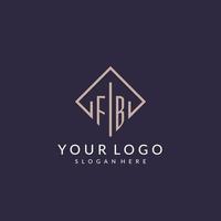 FB initial monogram logo with rectangle style design vector