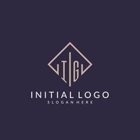 IG initial monogram logo with rectangle style design vector