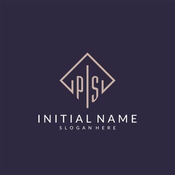 PS initial monogram logo with rectangle style design vector
